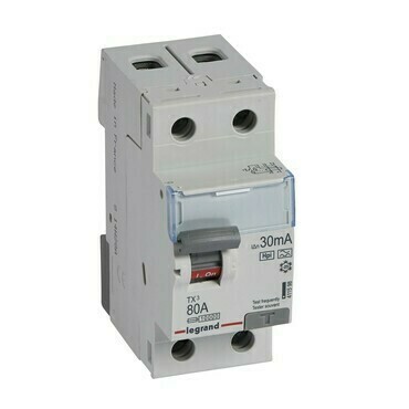 Chránič dvoupolový LEGRAND 411598 TX3 CHRÁN. 2P 80A 30MA F