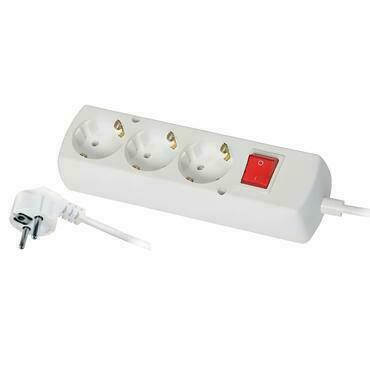 DAM Prodlužovací přívod 3x2p+Z, 250V, 3x1mm, 10A s vypínačem bílá 5m