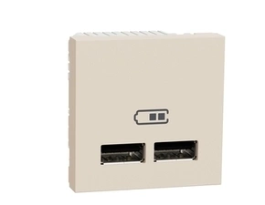 SCHN NU341844 Unica - Dvojitý nabíjecí USB A+A konektor 2.1A, 2M, Béžový