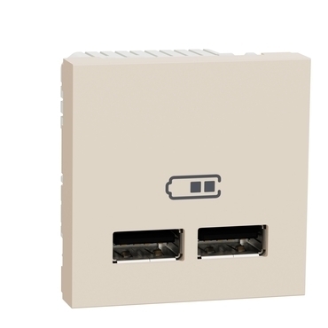 SCHN NU341844 Unica - Dvojitý nabíjecí USB A+A konektor 2.1A, 2M, Béžový