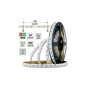 MCLED LED pásek SMD5050 RGB + WW, 60LED/m, 19,2W/m, 890lm