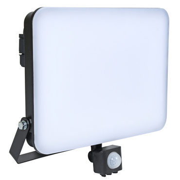 LED reflektor ECOPLANET FIST 100W, 9000lm, 5000K, IP65, senzor, černá