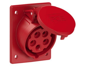PC-415-6 zásuvka vestavná 5-pólová, 16A / 400V, 6h, IP44, šikmá, příruba 80x97mm