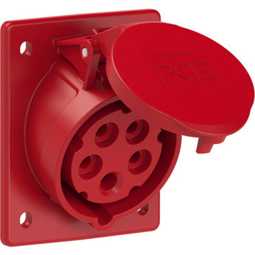 PC-415-6 zásuvka vestavná 5-pólová, 16A / 400V, 6h, IP44, šikmá, příruba 80x97mm