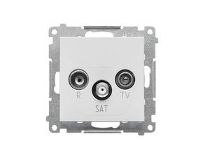 Zásuvka anténní SIMON TASP.01/114, R+TV+SAT průchozí, 1x vstup: 5 MHz÷2, 4 GHz, světle šedá matná