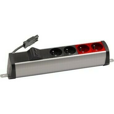 Blok zás. prohlub. SIMON 48220E220K00000-40, 2 zás.+2 zás.UPS+úhl. kryt 2xRJ45, kon., hliník./černá