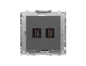 Zásuvka HDMI SIMON 55 TGHDMI2.01/116, 2 násobná (přístroj s krytem), grafitová matná