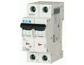 Jistič dvoupolový EATON 286557 PL6-B25/2 PL6, char B, 2-pólový, Icn=6kA, In=25A