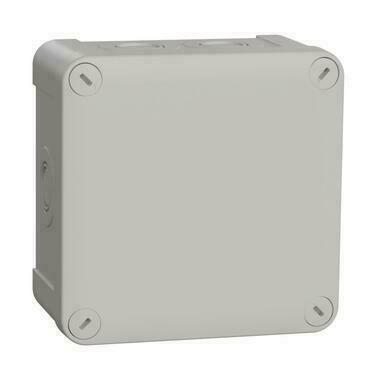 SCHN ENN05085 Mureva - instalační krabice IP55 105 x 105 x 55, RAL 7035, předlis. ISO průchodky