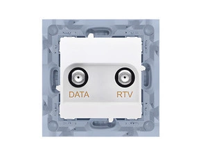 Zásuvka anténní SIMON 10 CAD1.01/11, RTV+DATA (přístroj s krytem), 1x vstup: 5÷1000 MHz, bílá