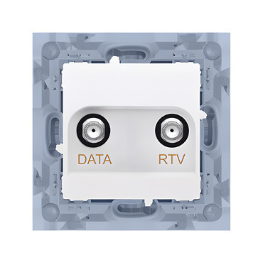 Zásuvka anténní SIMON 10 CAD1.01/11, RTV+DATA (přístroj s krytem), 1x vstup: 5÷1000 MHz, bílá