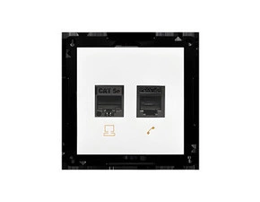 Zásuvka datová SIMON 55 T5F.01/111, RJ45 kat. 5e+telefonní RJ12 (přístroj s krytem), bílá matná