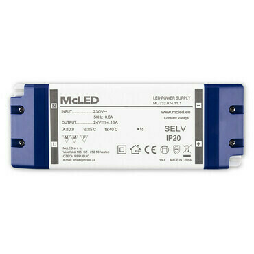 LED driver napěťový MC LED 100W, DC 24V/4,16A, IP20, plastové provedení se svorkovnicí