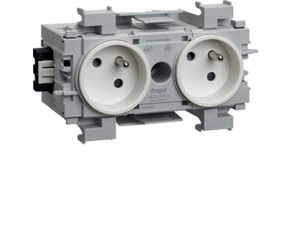 HAG GE20119016 Dvojzásuvka s ochranným kolíkem, pro čelní montáž, dopravní bílá