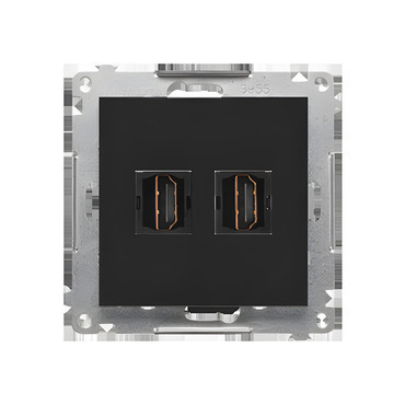 Zásuvka HDMI SIMON 55 TGHDMI2.01/149, 2 násobná (přístroj s krytem), černá matná