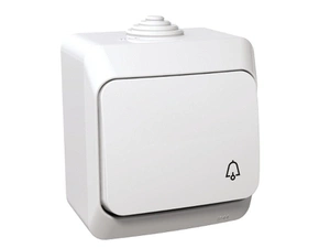 SCHN WDE000512 Cedar Plus IP44 - Ovládač tlačítkový řazení 1/0 se symbolem "zvonek", bílý
