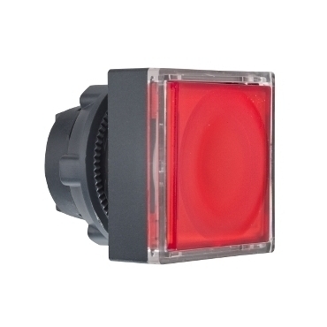 SCHN ZB5CW343 Ovládací hlavice stiskací prosvětlená, lícující (štítek) - rudá