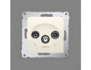 Zásuvka anténní SIMON 54 DAD.01/41, R+TV+DATA (přístroj s krytem), 1x vstup: 5÷862 MHz, krémová