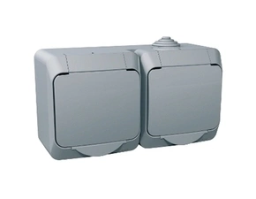 SCHN WDE000623 Cedar Plus IP44 - Zásuvka dvojnásobná SCHUKO 230V 16A 2P+SE, šedá