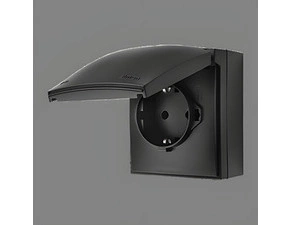 Zásuvka Schuko SIMON AQUACLICK ACGSZ1C/49, 1 nás., IP44, 16A/250V~, bezšr. sv., černá mat