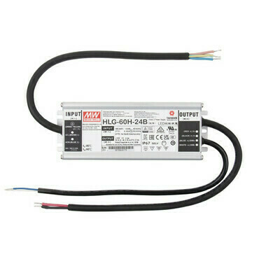 LED driver napěťový MEAN WELL HLG-60H-24B, 60 W, DC 24V/2,5A, IP67, kovové provedení, 1-10V a PWM