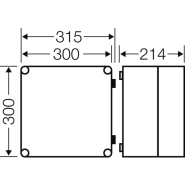 HEN Mi 9210 Prázdná rozvodnice s průhledným víkem na pantech, IP 65, vnější rozměry (š-v-h) 300x300x