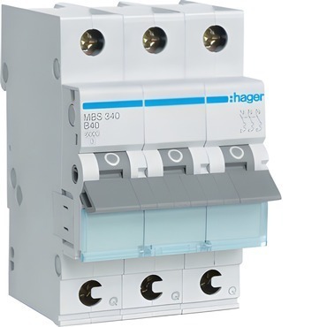 Jistič třípolový HAGER MBS340 3 pól. 40A, char.B, 6 kA, bezšroubové svorky
