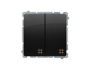 Přepínač křížový SIMON BMW7/2.01/49, 2násobný, řazení 7+7, 10A/250V~, bezšroubové svorky, černá mat.