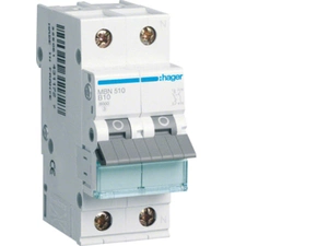 Jistič dvoupolový HAGER MBN510 1+N pól. 10A, char.B, 6 kA