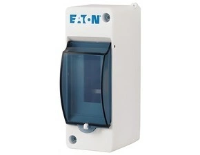 Rozvodnice nástěnná EATON 177071 MINI-2-T, IP30, 1 řada, 2 moduly, dveře průhledné, bez N/PE svorek