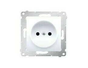 Zásuvka SIMON DG1Z.01/11, 1 násobná (přístroj s krytem), bez uzemnění, se clonkami, bílá