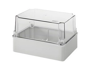 Spojovací krabice GEWISS GW44438 s průhledným hlubokým víkem, plast. šroub, plombovací, ip56