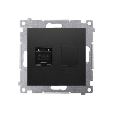 Zásuvka datová SIMON D61.01/49, 1násobná RJ45 6.kat. s protiprachovou clonkou, černá matná metalíza
