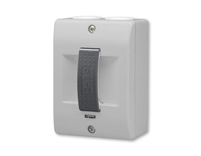 Spínač stiskací ABB Pressto 3536N-C03251 23, šedá/tmavě šedá, se signalizační doutnavkou, nástěnný