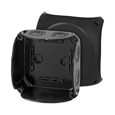 HEN KF 0600 B Krabicová rozvodka pro nechráněné venkovní instalace, černá, s předlisy, bez svorek, I