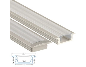 Profil vestavný MC LED VS, 24x8 mm, včetně čirého difuzoru, 1 m