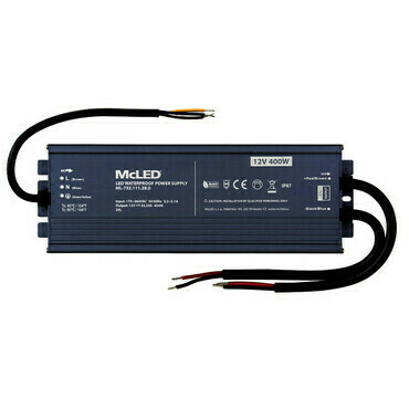 LED driver napěťový MC LED 400W, DC 12V/33,33A, IP67, hliníkové provedení