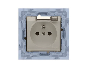 Zásuvka SIMON 10 CGZ1B.01/41A, 1 nás., IP44, s těsněním, průhl. víčko, 16A/250V~, šr. sv., krémová