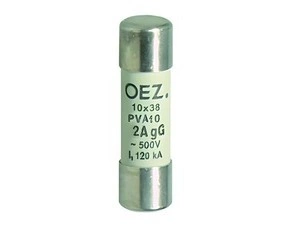 Pojistka válcová  OEZ:40748 PVA10 2A gG, Un AC 500 V / DC 250 V, velikost 10x38, gG -