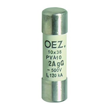 Pojistka válcová  OEZ:40748 PVA10 2A gG, Un AC 500 V / DC 250 V, velikost 10x38, gG -