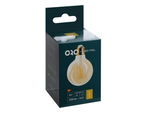 LED filamentová žárovka LED-POL Amber E27 G125 6W teplá bílá