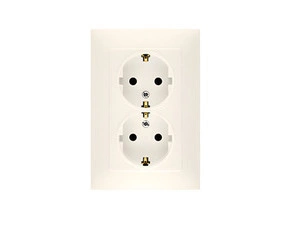 Zásuvka Schuko SIMON 10 CGSZ2/41, 2 násobná, s uzemněním, 16 A/250 V~, šroubové svorky, krémová