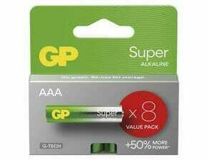 Baterie alkalická GP SUPER AAA (LR03) 8pcs value pack