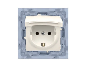 Zásuvka Schuko SIMON 10 CGSZ1B.01/41, 1 nás., IP44, těsnění, 16 A/250 V~, šr. sv., krémová