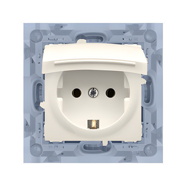 Zásuvka Schuko SIMON 10 CGSZ1B.01/41, 1 nás., IP44, těsnění, 16 A/250 V~, šr. sv., krémová