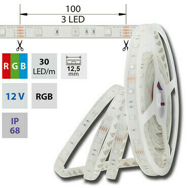 LED pásek MC LED SMD5050 RGB, 30LED/m, IP68, DC 12V, 12,5mm, 5m