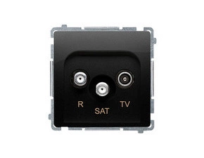 Zásuvka anténní SIMON BMZAR-SAT1.3/1.01/49, R+TV+SAT koncová, 1x vstup: 5 MHz–2, 4 GHz, černá matná