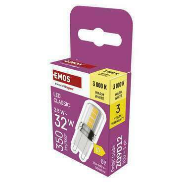 EMOS ZQ9D12 LED CLS JC 2,5W(32W) 350lm G9 WW