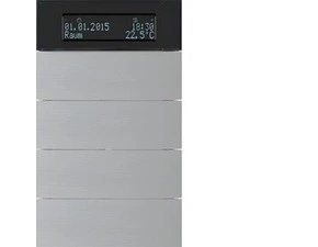 HAG 75664594 Senzor, tlačítkový, 4-násobné s pokoj. termostatem a displejem, B.IQ, Alu