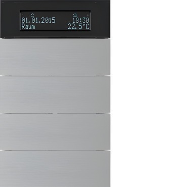 HAG 75664594 Senzor, tlačítkový, 4-násobné s pokoj. termostatem a displejem, B.IQ, Alu